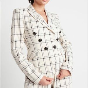 Beige Cream Plaid Check Blazer Size 6